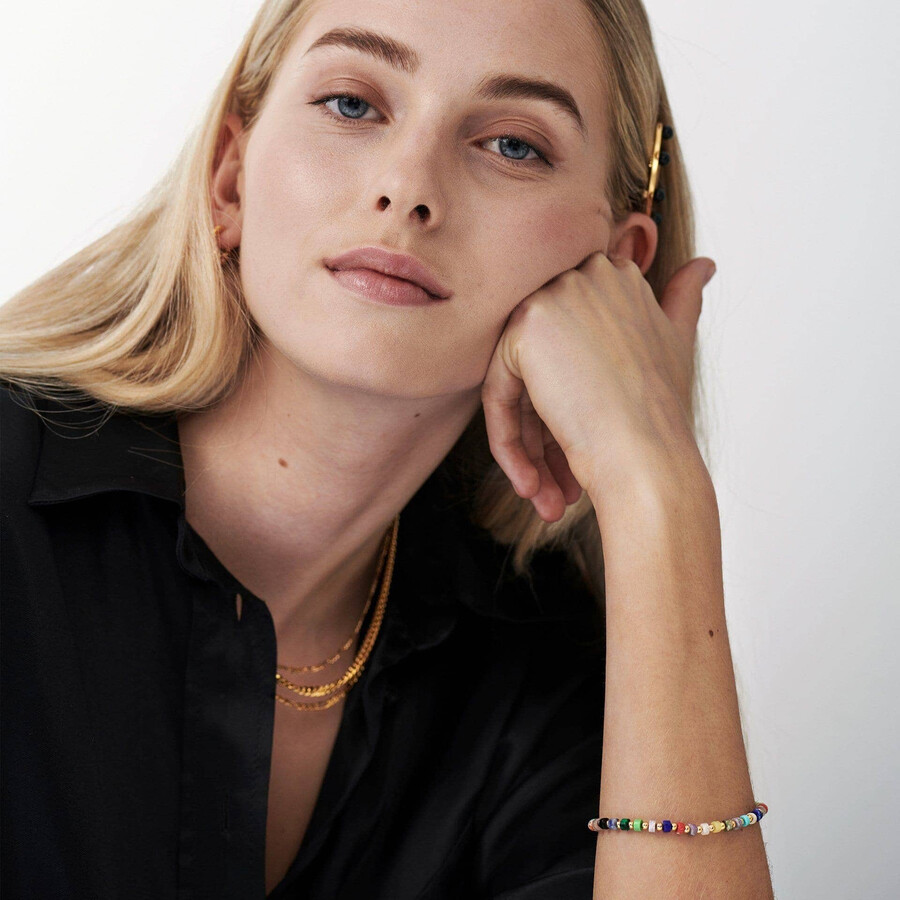 beaded bracelet - 18k gold platedmulti beaded