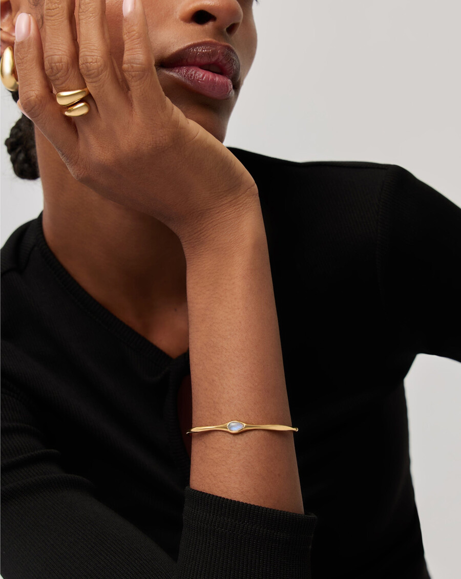 magma gemstone cuff bracelet - goldmoonstone