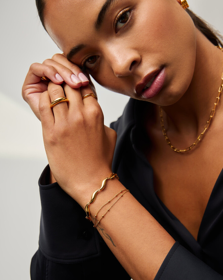 savi signature link chain bracelet - gold