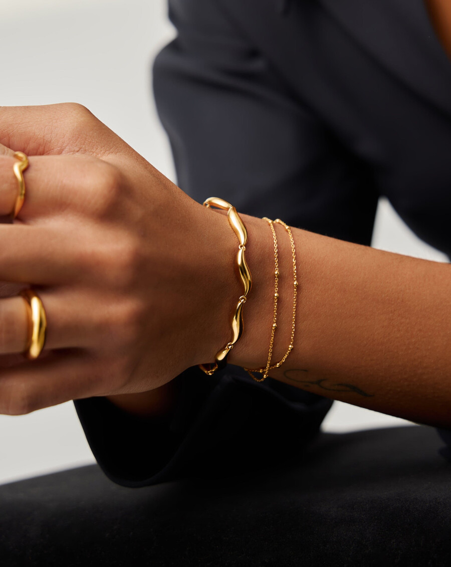 savi signature link chain bracelet - gold