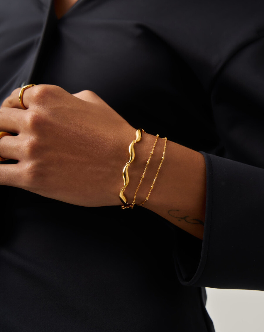 savi signature link chain bracelet - gold