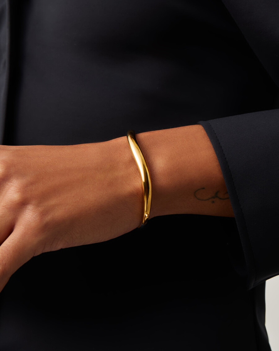 savi signature hinged bangle - gold silver