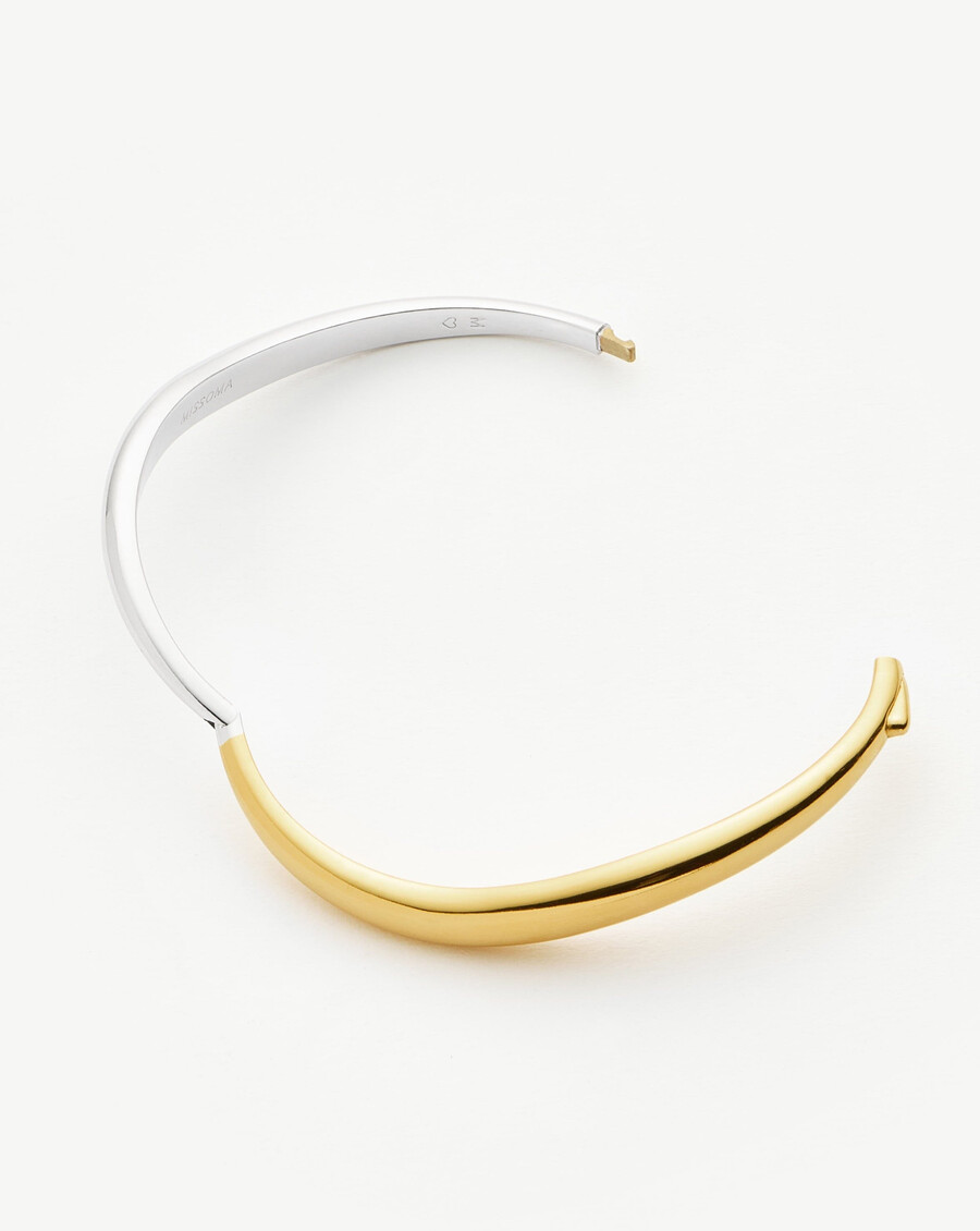 savi signature hinged bangle - gold silver