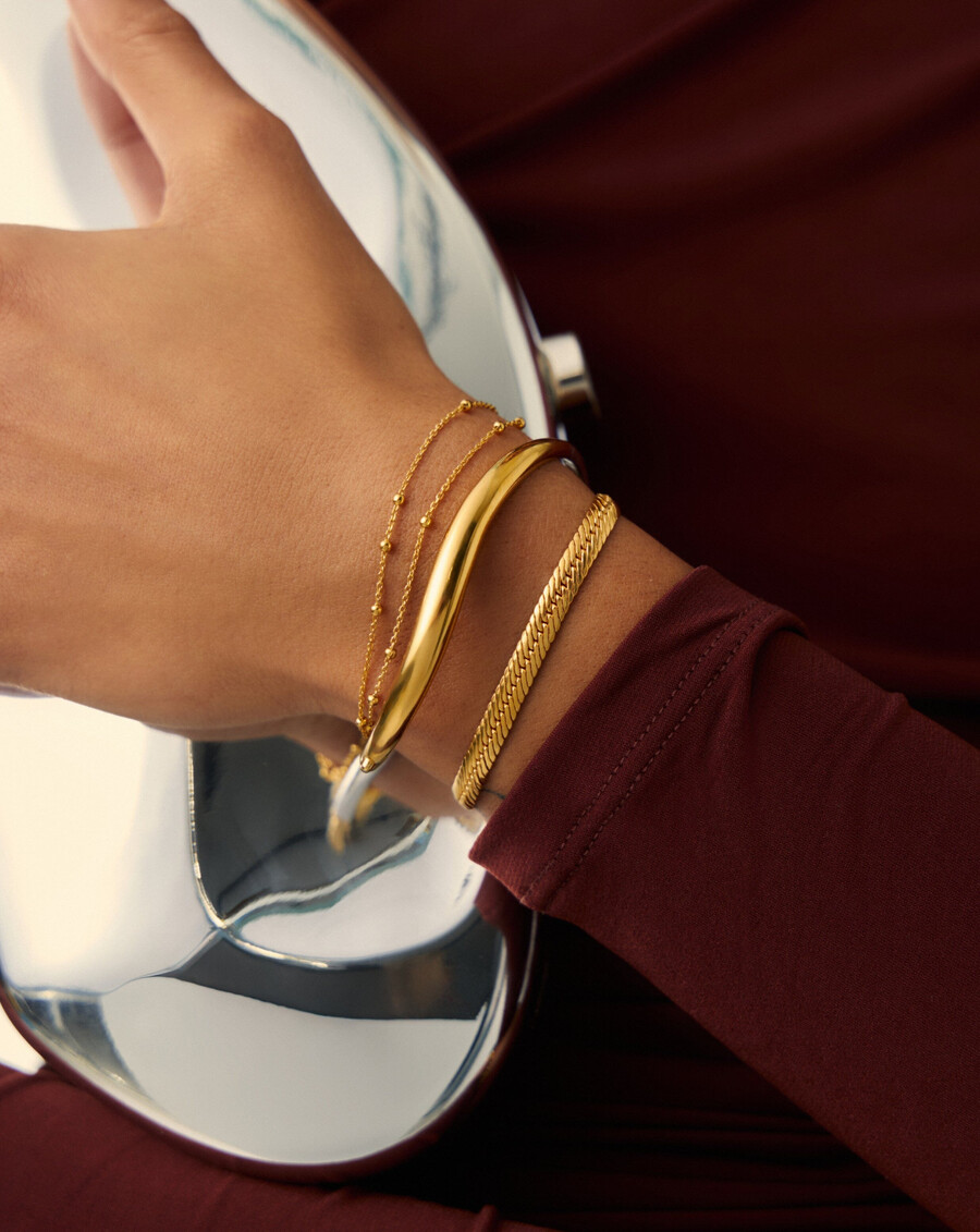 savi signature hinged bangle - gold silver