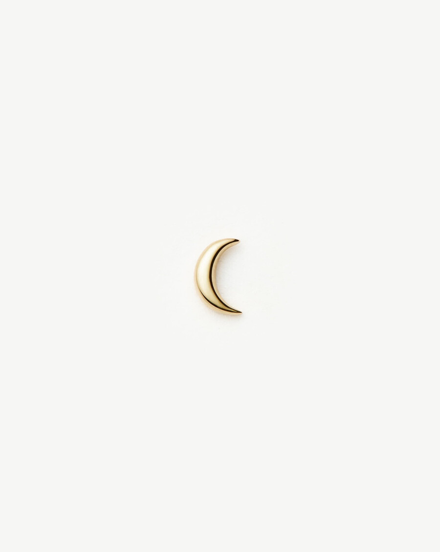 14k solid gold moon flat back stud earring