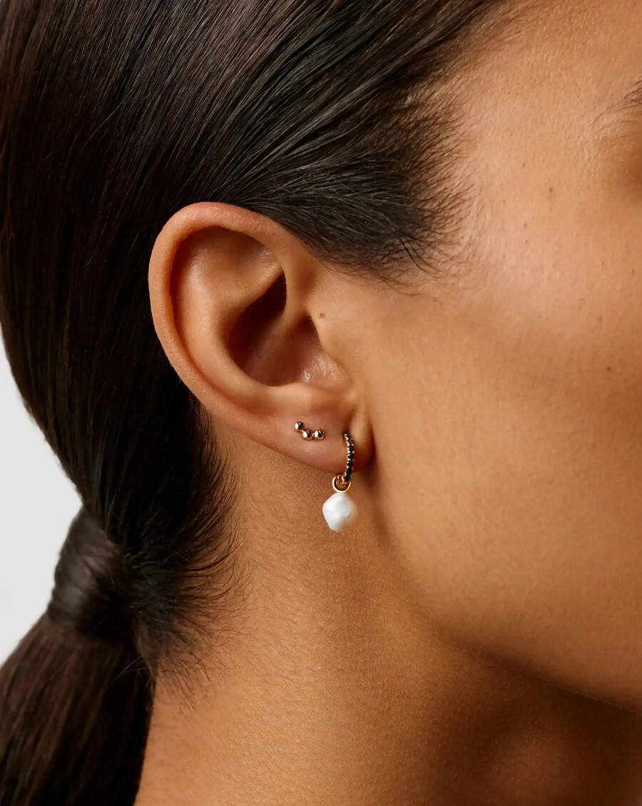 14k solid gold trio flat back stud earring