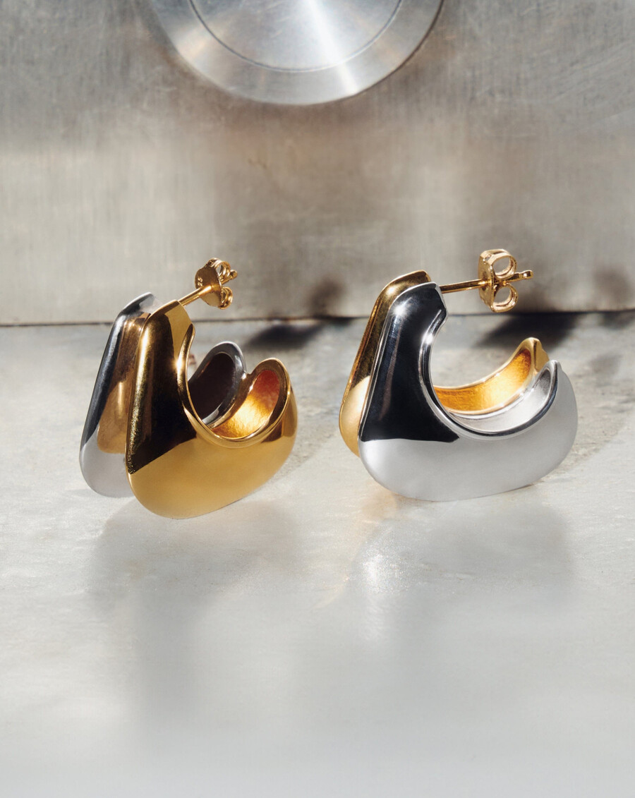 hera dome double ridge medium hoop earrings