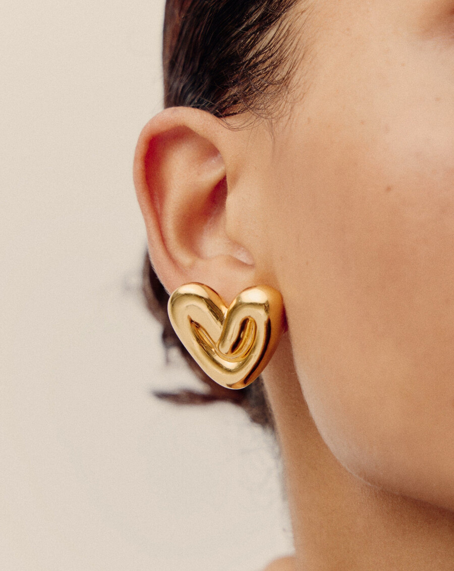 puffy heart oversized stud earrings