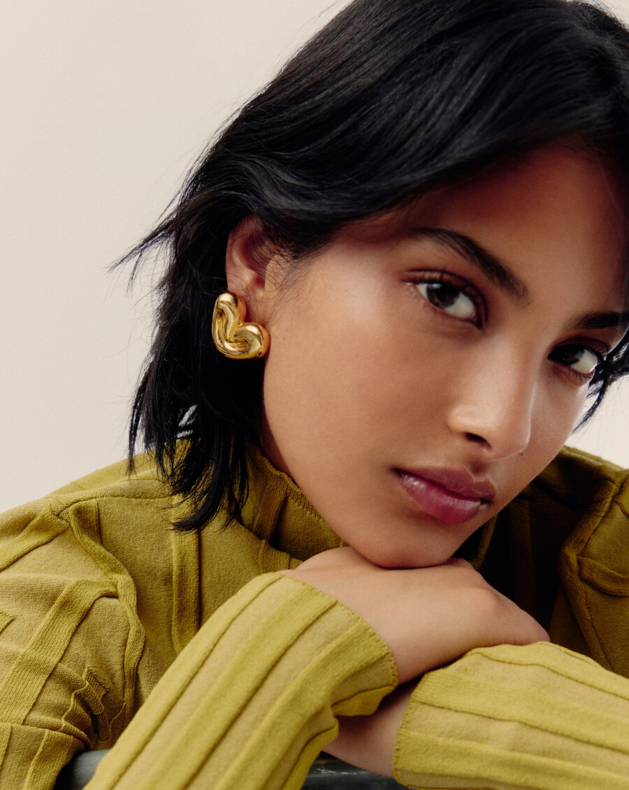 puffy heart oversized stud earrings