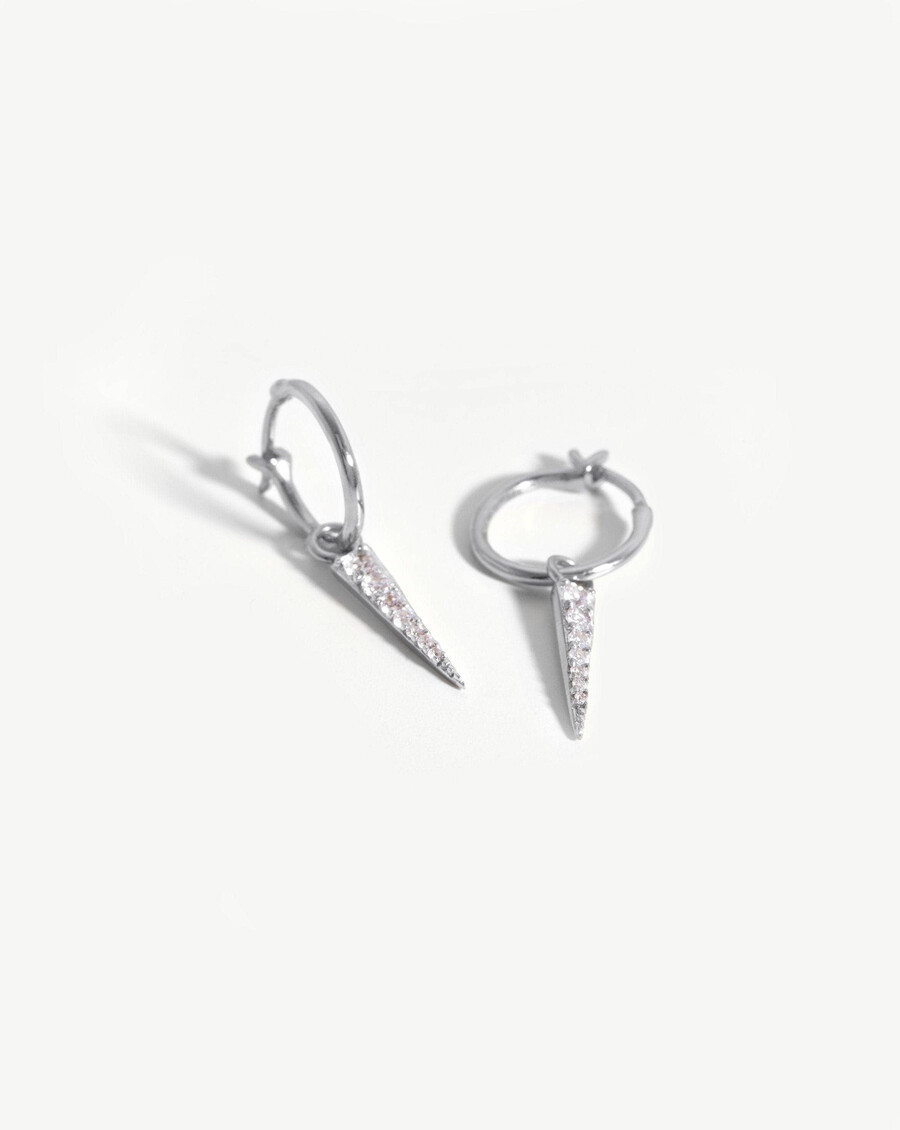 small pave spike charm hoop earrings