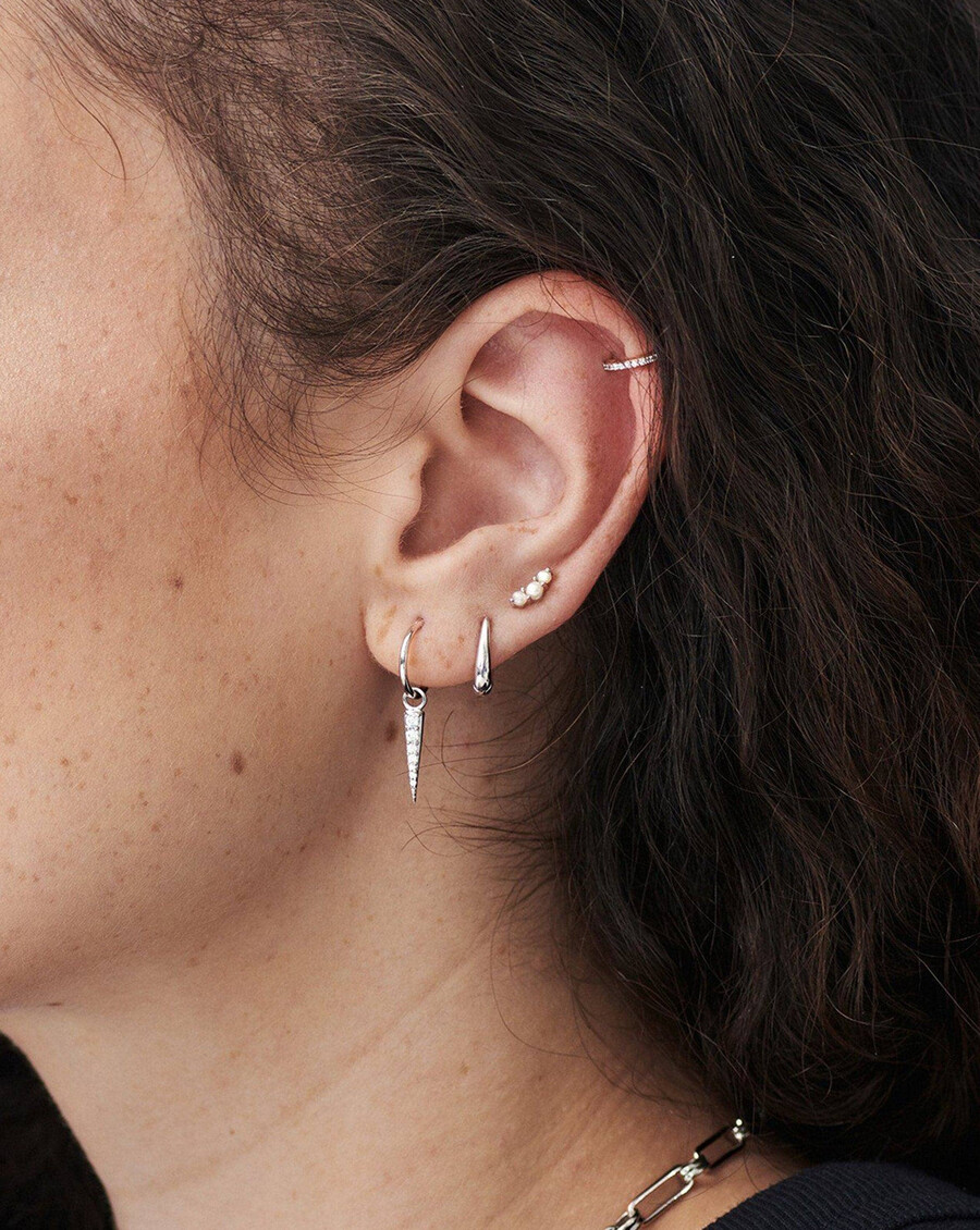 small pave spike charm hoop earrings