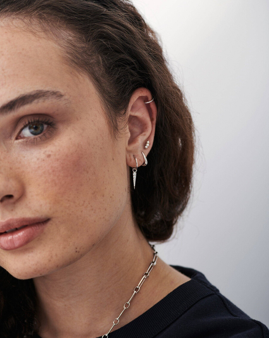 small pave spike charm hoop earrings
