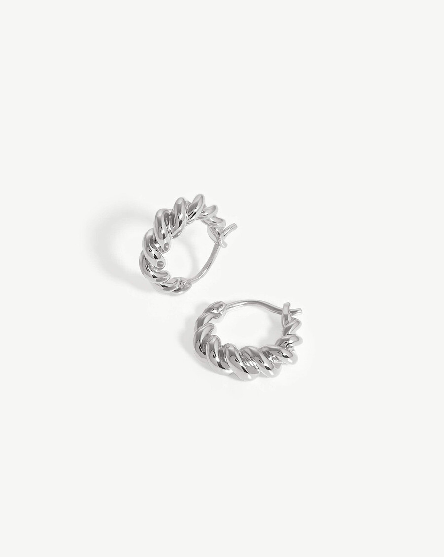 small tidal hoop earrings - sterling silver