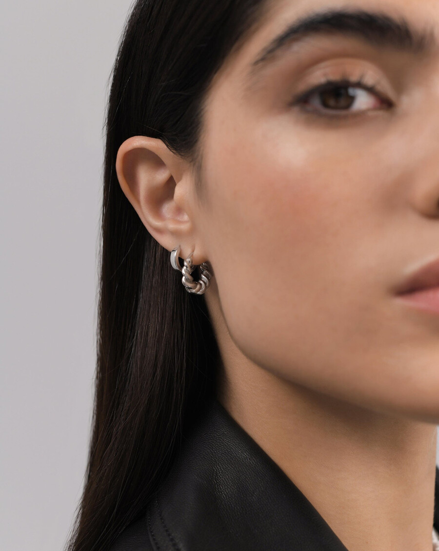 small tidal hoop earrings - sterling silver