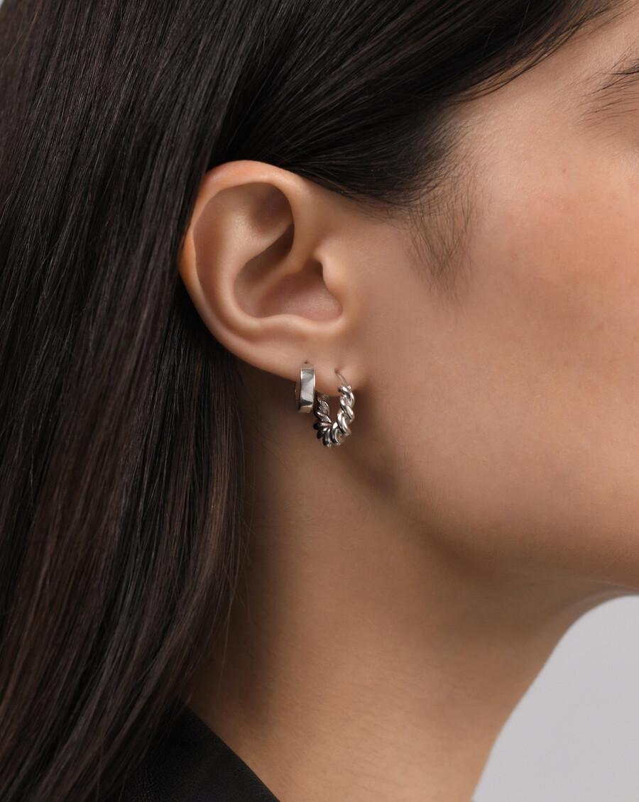 small tidal hoop earrings - sterling silver