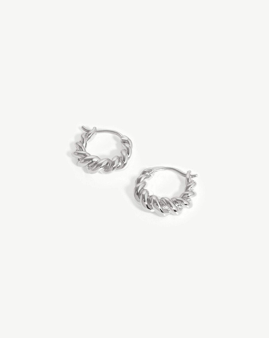small tidal hoop earrings - sterling silver