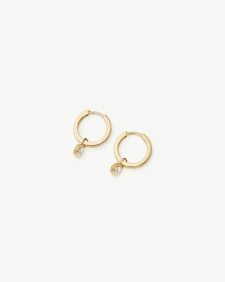 lucy williams 14k solid gold diamond drop huggies
