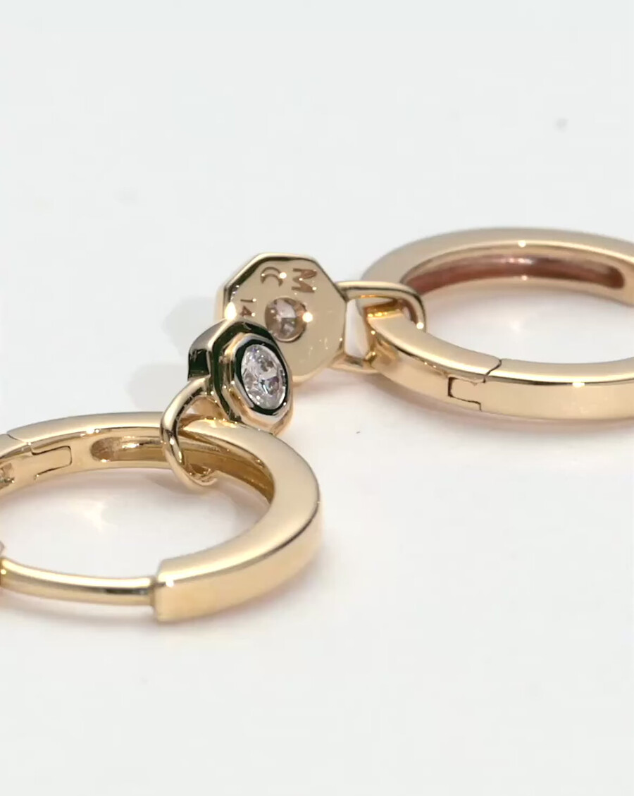 lucy williams 14k solid gold diamond drop huggies
