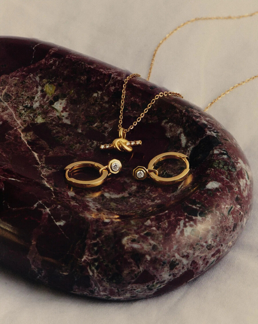 lucy williams 14k solid gold diamond drop huggies
