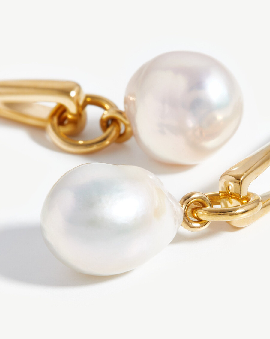 baroque pearl twisted drop earrings - 18k gold platedpearl
