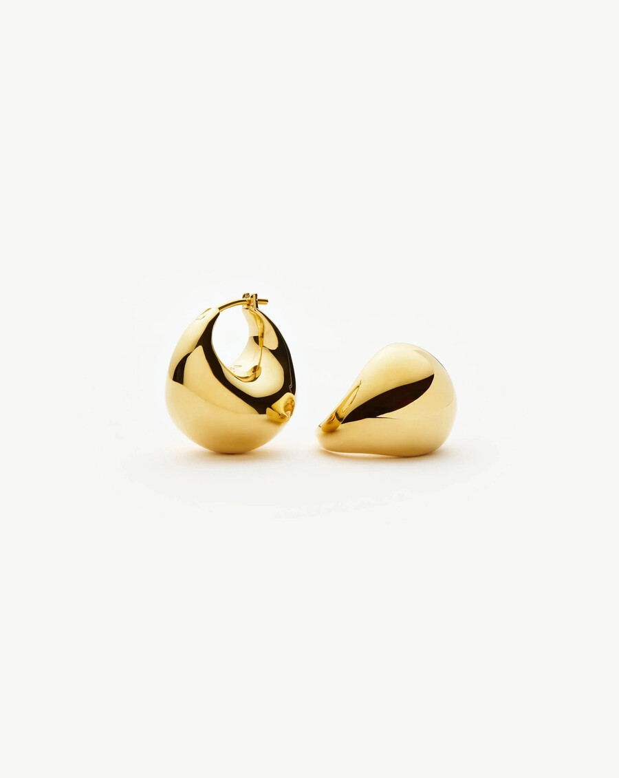 sculptural chubby dome small gold hoop earrings