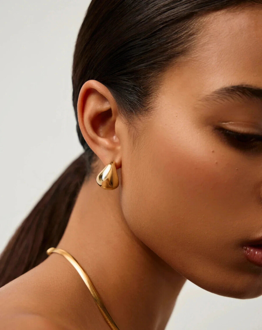 sculptural chubby dome small gold hoop earrings