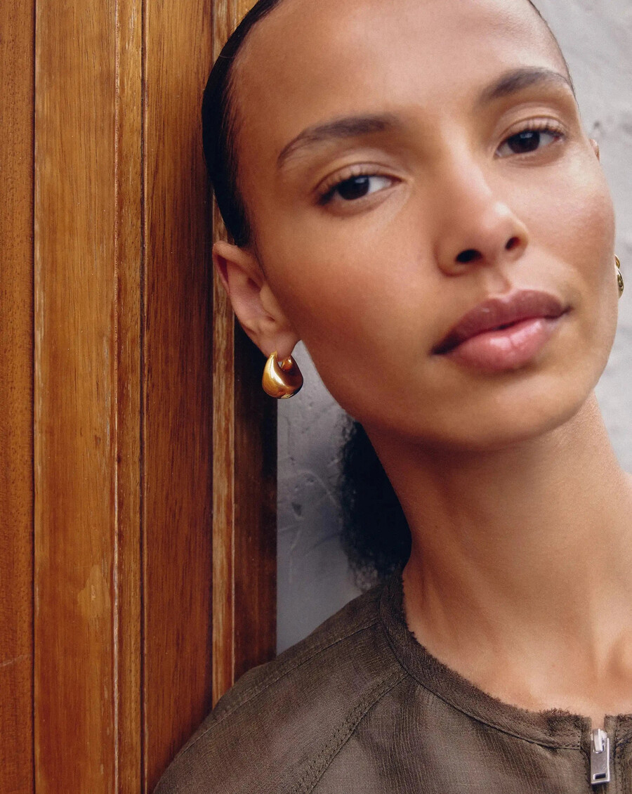 sculptural chubby dome small gold hoop earrings