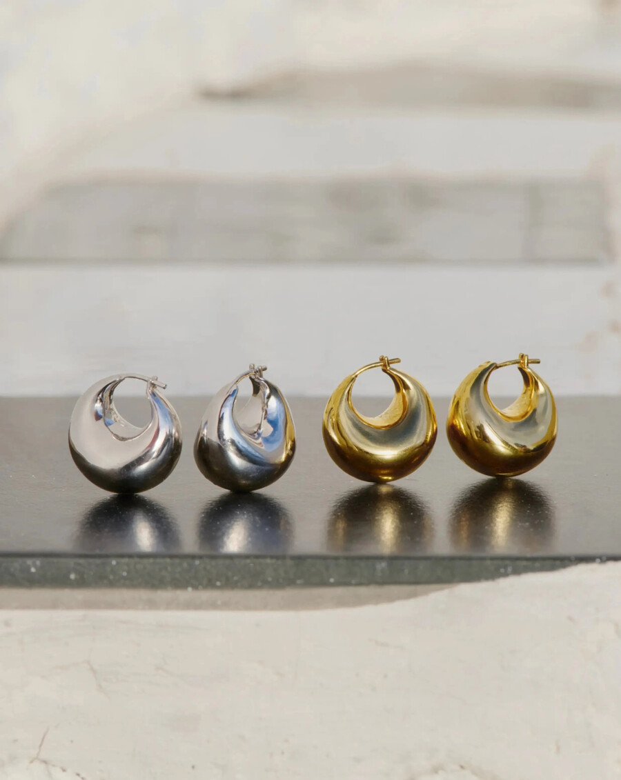 sculptural chubby dome small gold hoop earrings