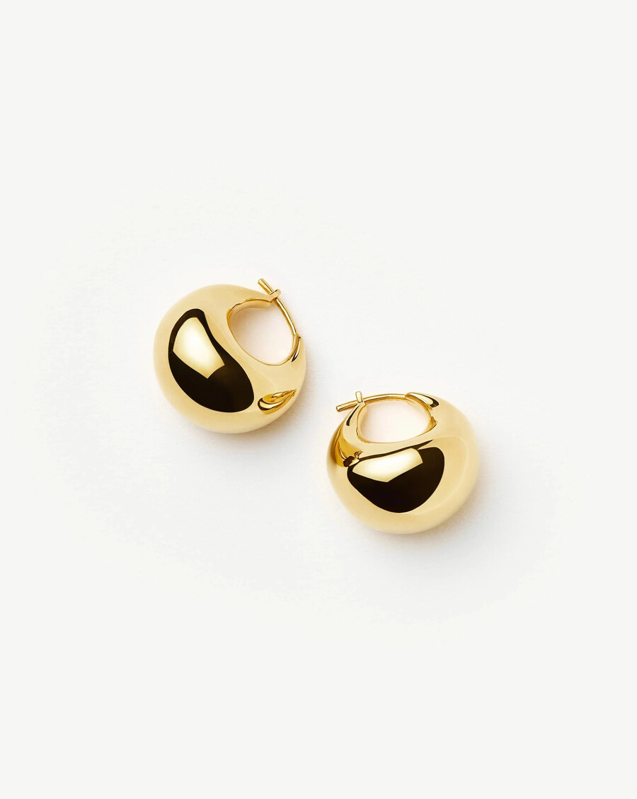 sculptural chubby dome small gold hoop earrings