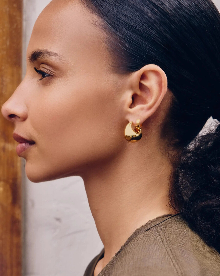 sculptural chubby dome small gold hoop earrings