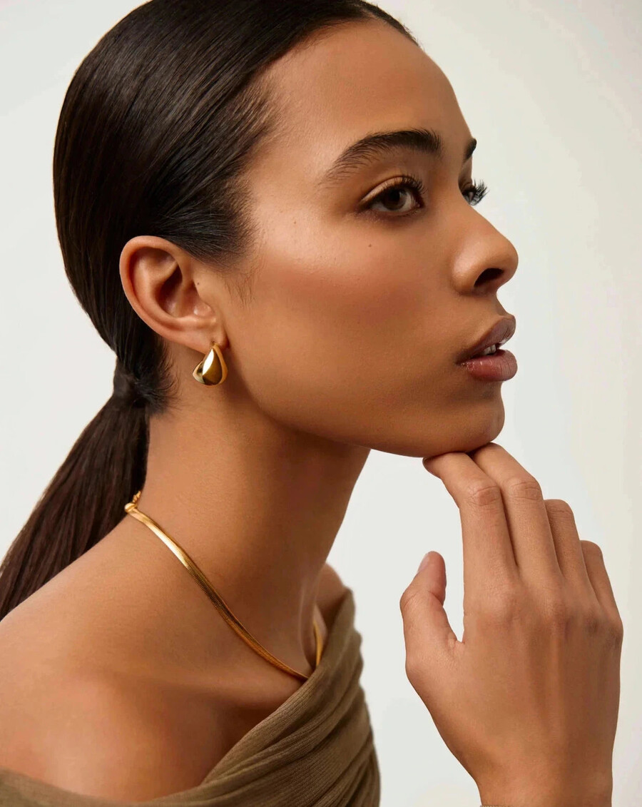 sculptural chubby dome small gold hoop earrings