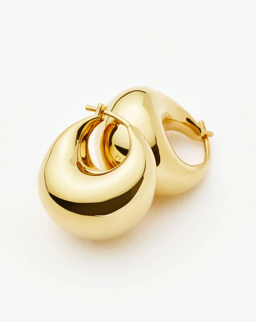 sculptural chubby dome small gold hoop earrings