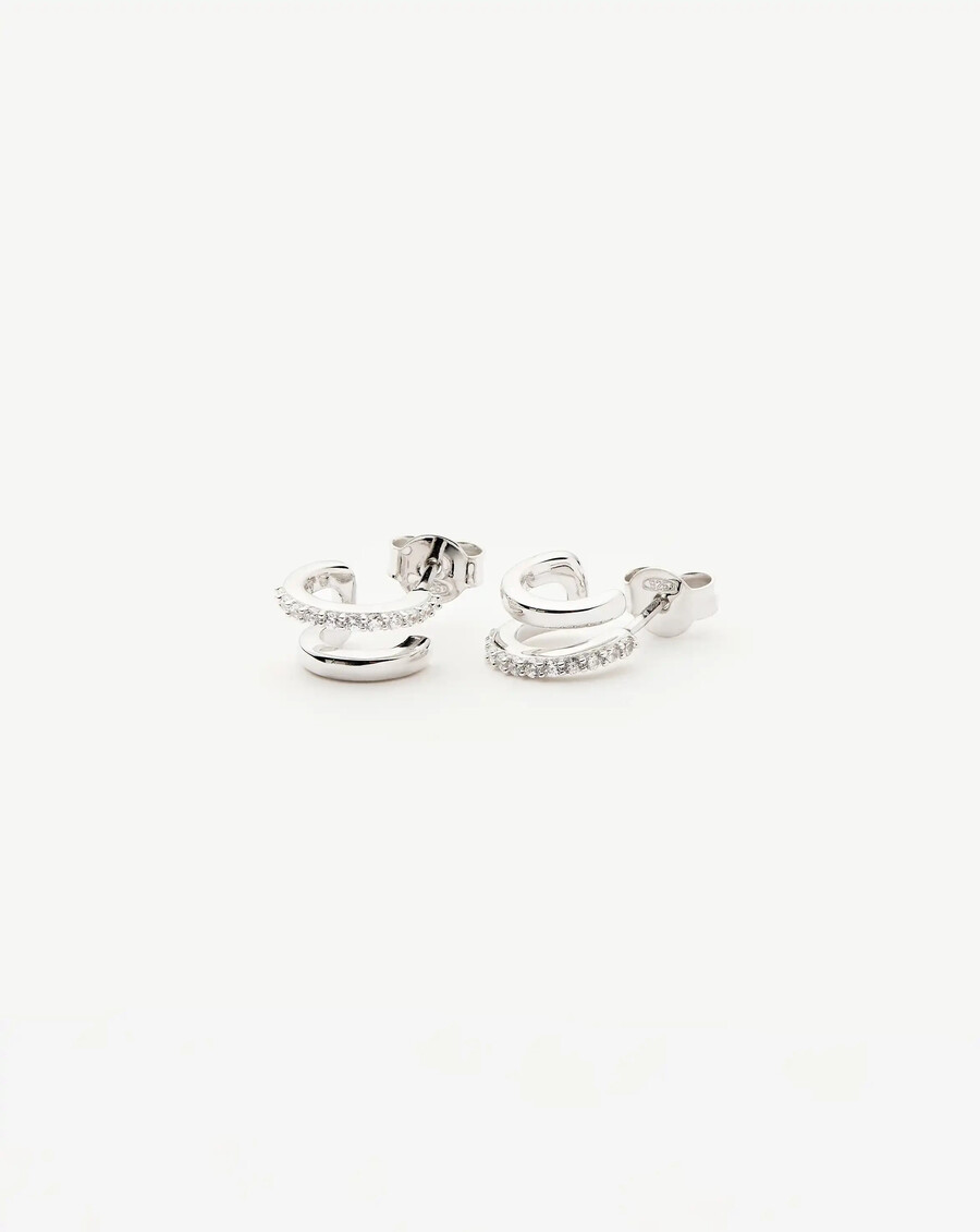 classic double huggies - sterling silvercubic zirconia