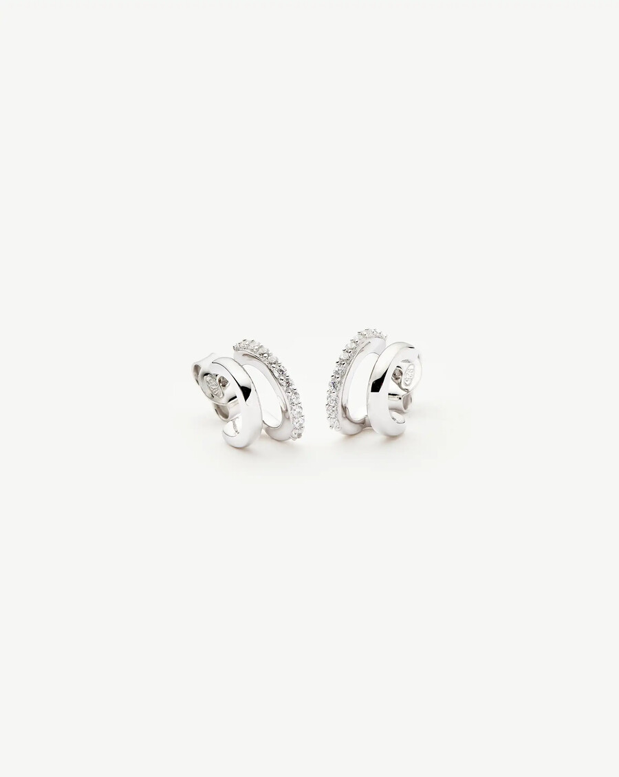 classic double huggies - sterling silvercubic zirconia