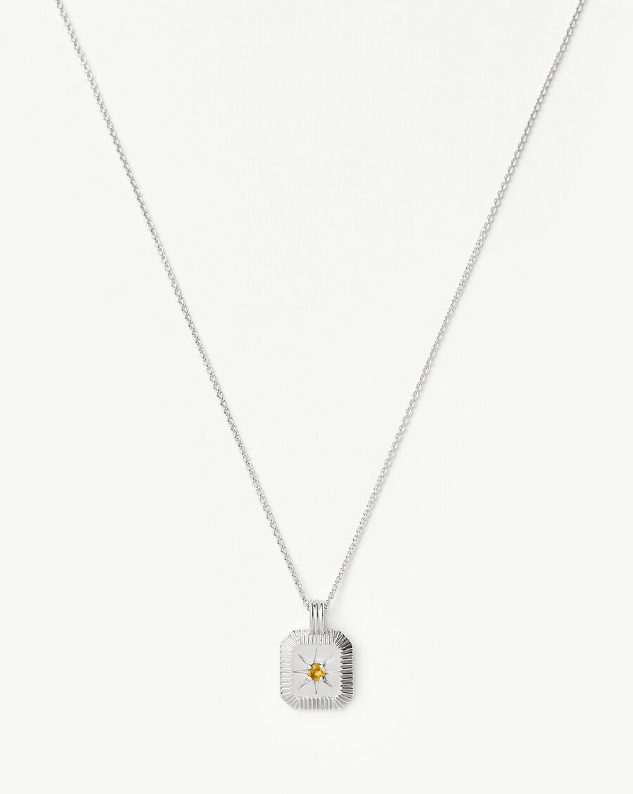 november birthstone pendant necklace - silver