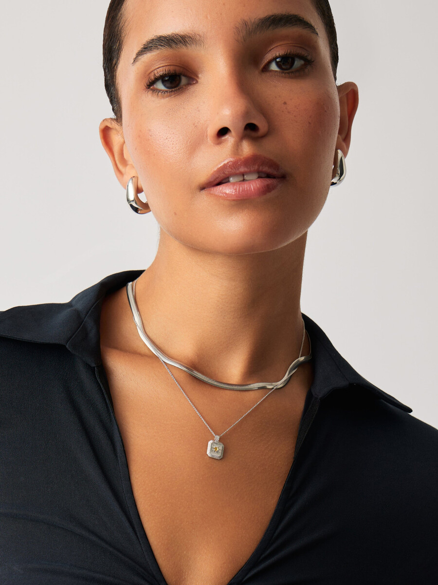 november birthstone pendant necklace - silver