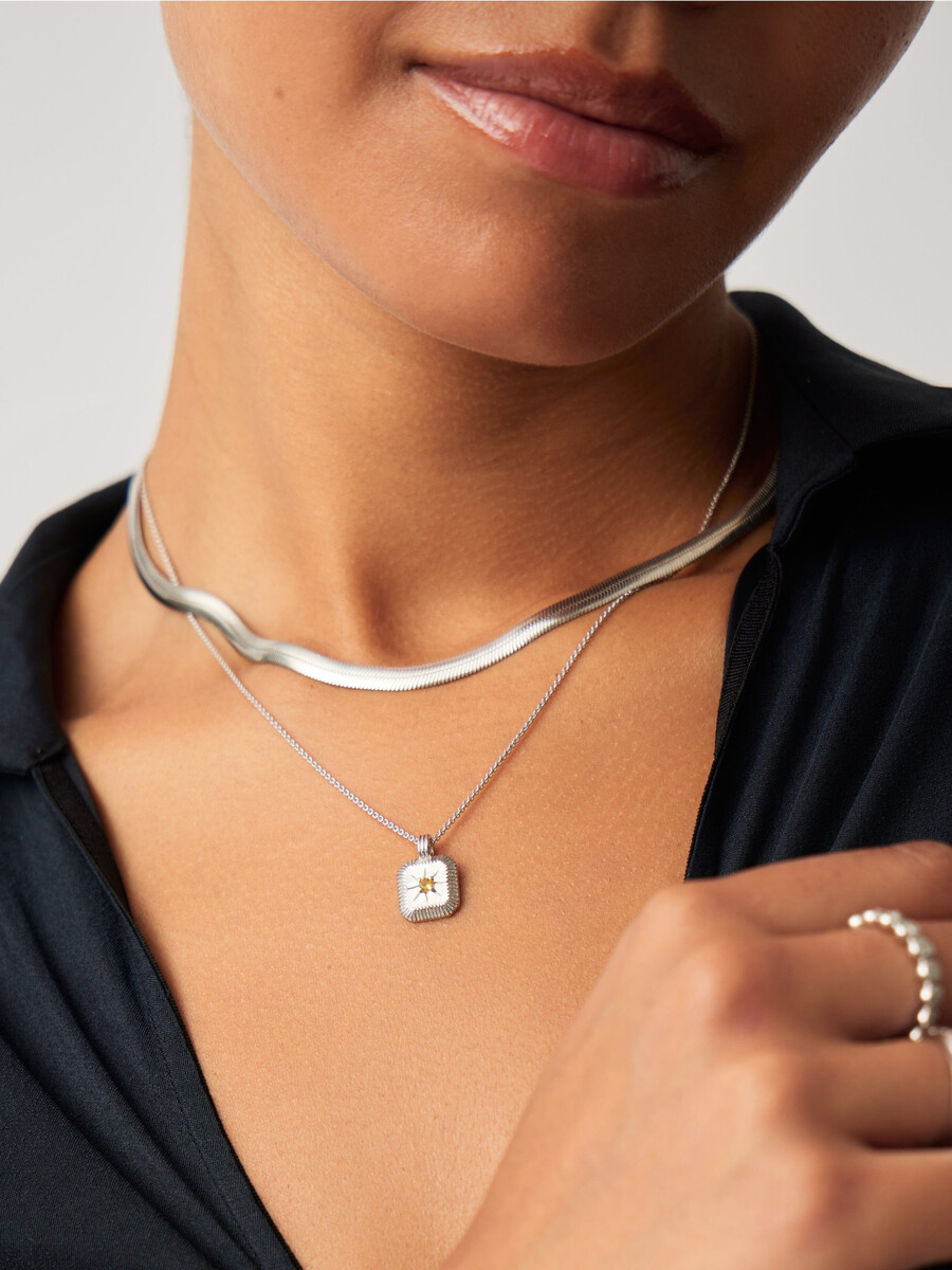 november birthstone pendant necklace - silver