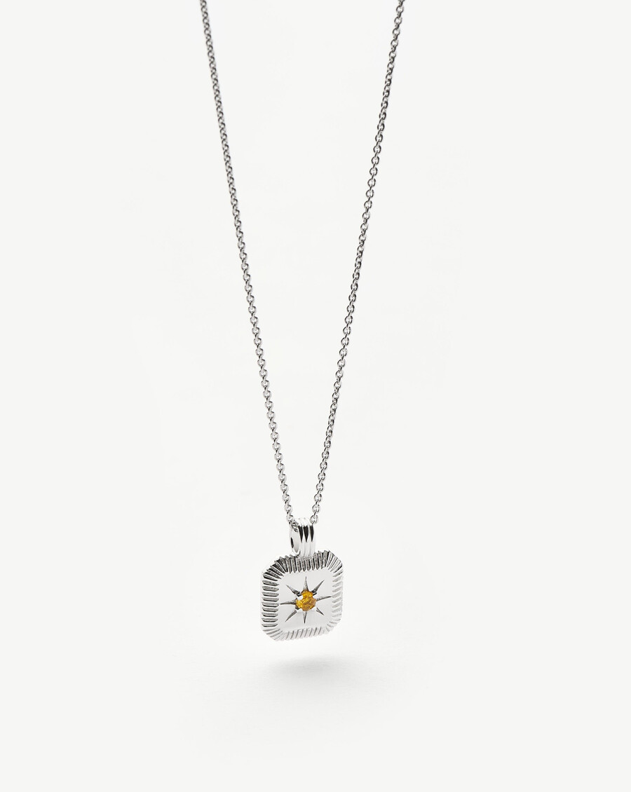 november birthstone pendant necklace - silver