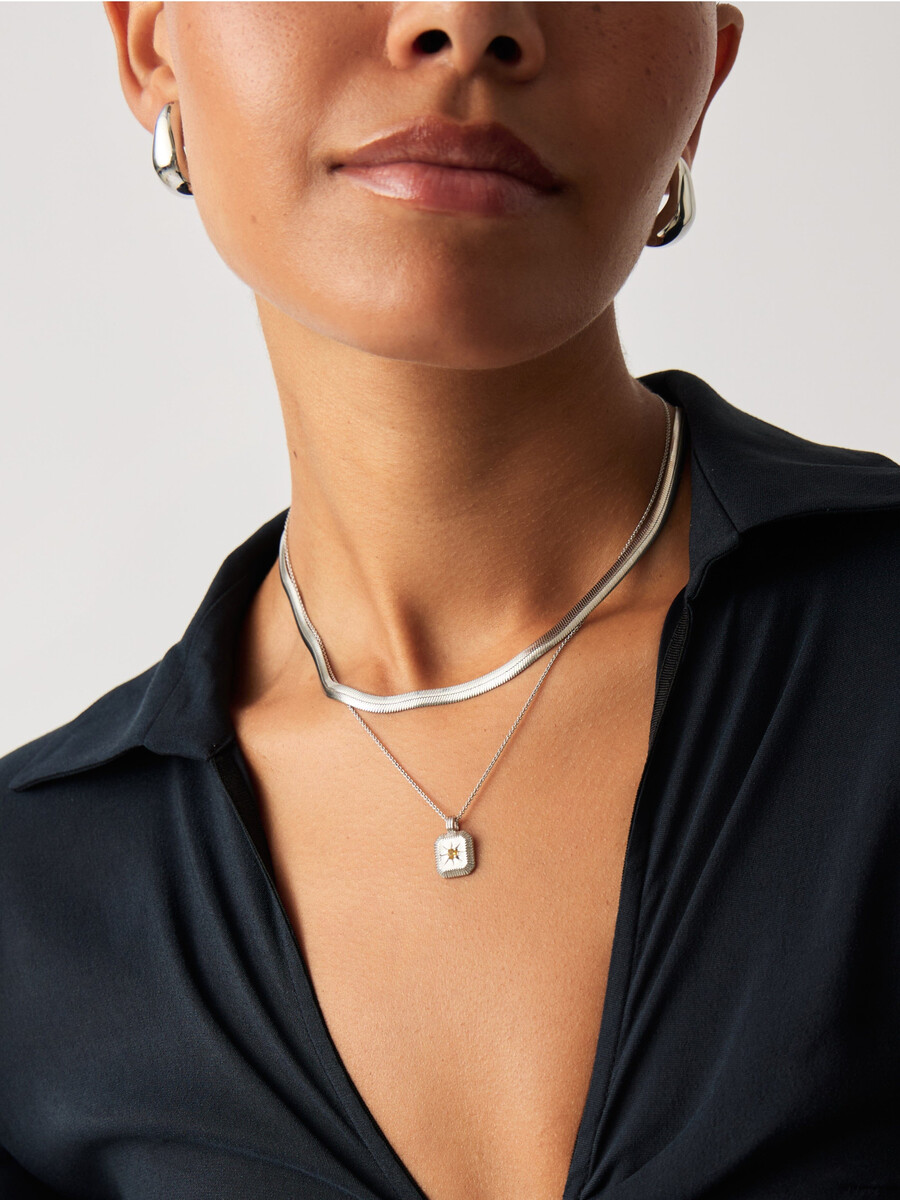 november birthstone pendant necklace - silver
