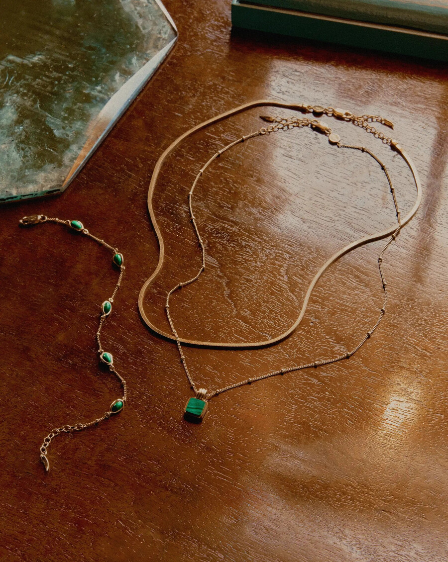 iconic lucy williams malachite necklace set