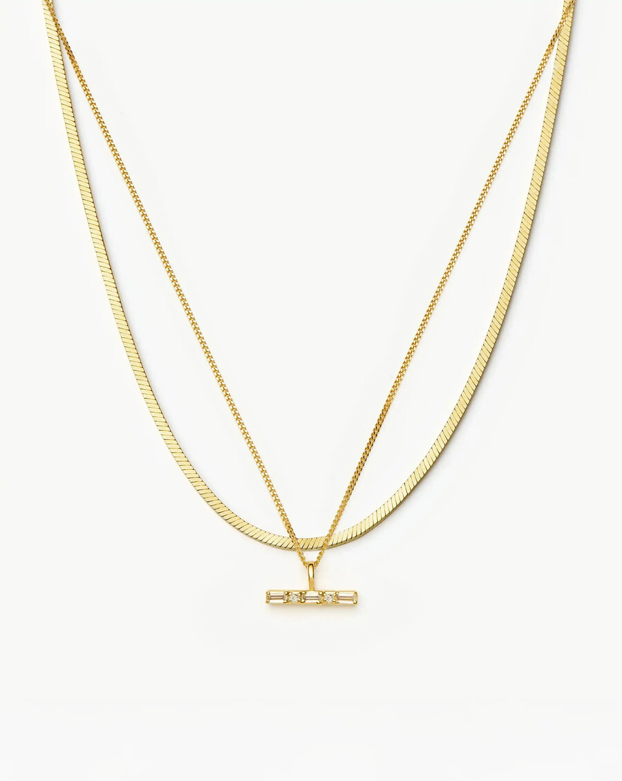 lucy williams square snake t-bar necklace set