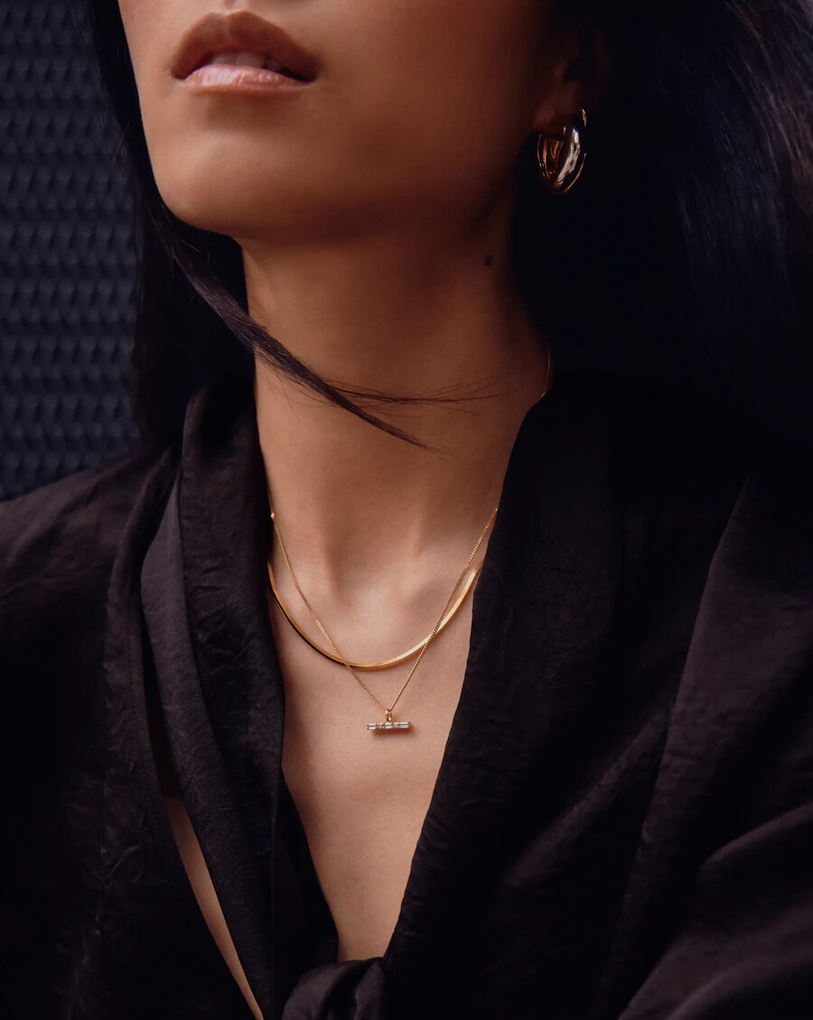 lucy williams square snake t-bar necklace set