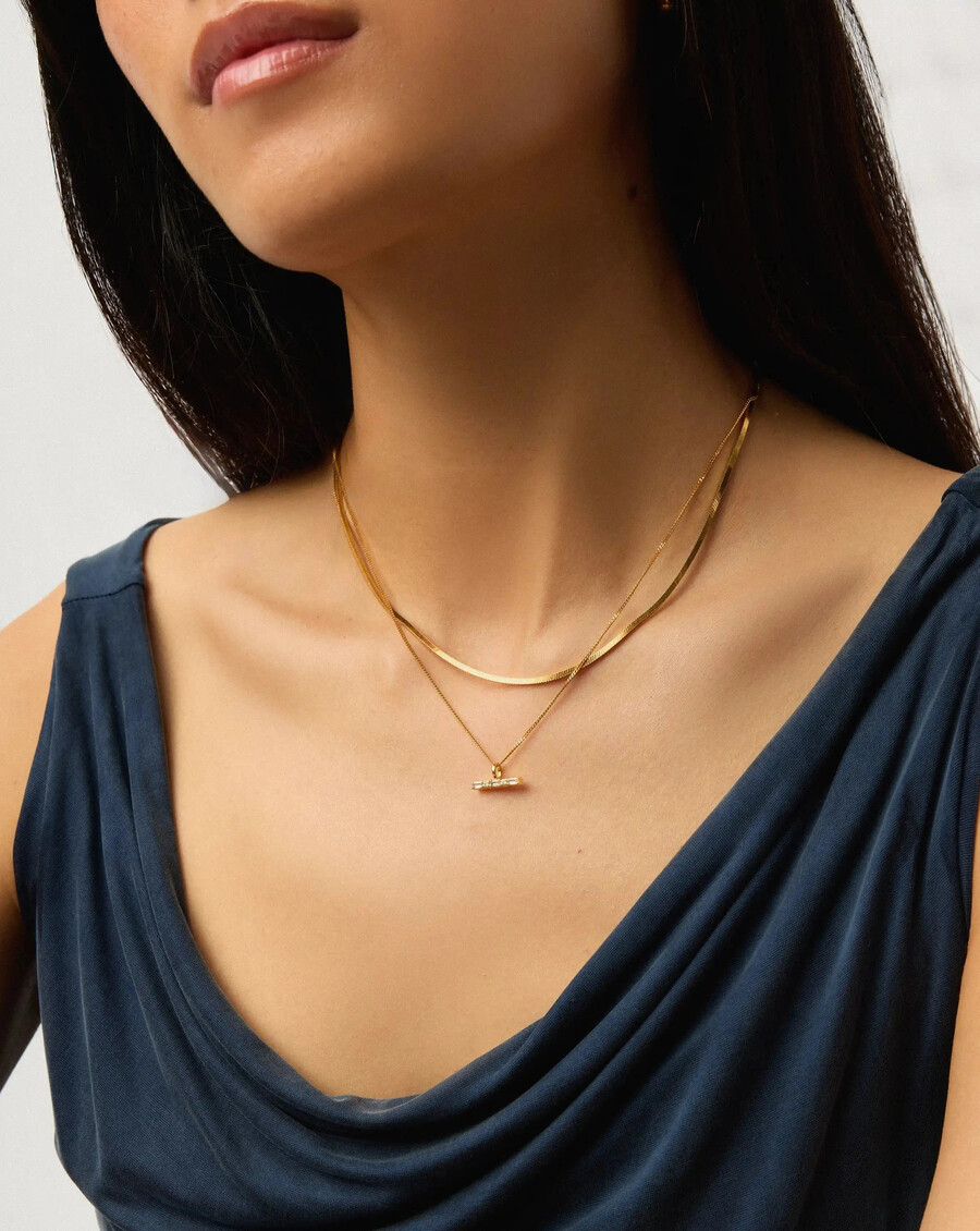 lucy williams square snake t-bar necklace set