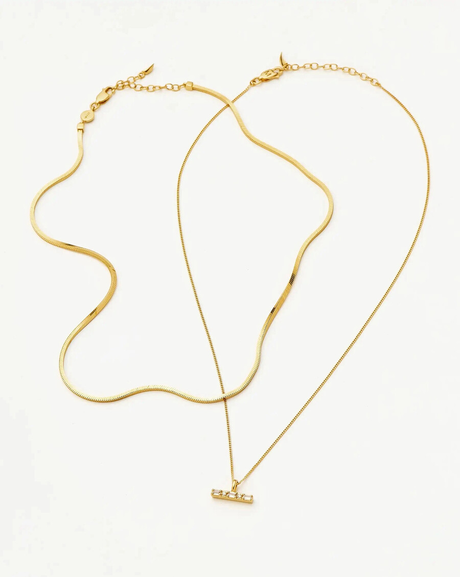lucy williams square snake t-bar necklace set