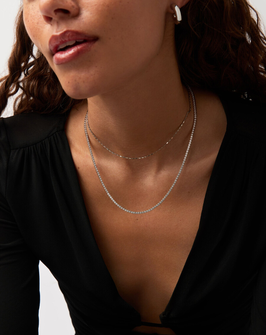 classic tennis necklace - sterling silver