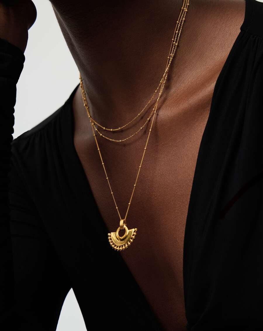 zenyu fan necklace - 18k gold plated