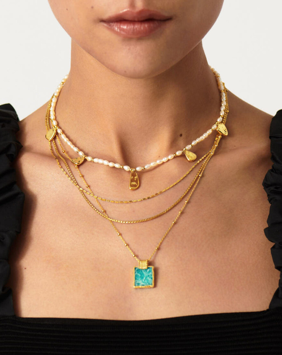 lena charm necklace - 18k gold platedamazonite