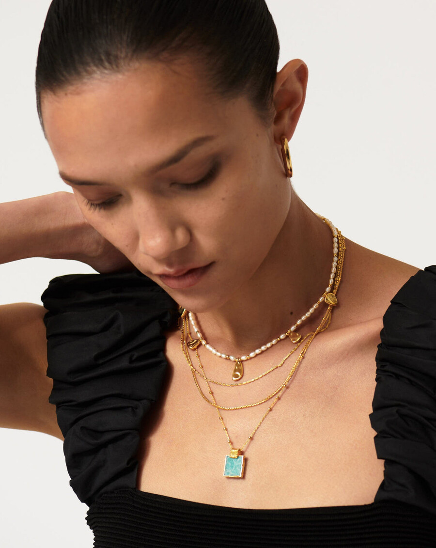 lena charm necklace - 18k gold platedamazonite