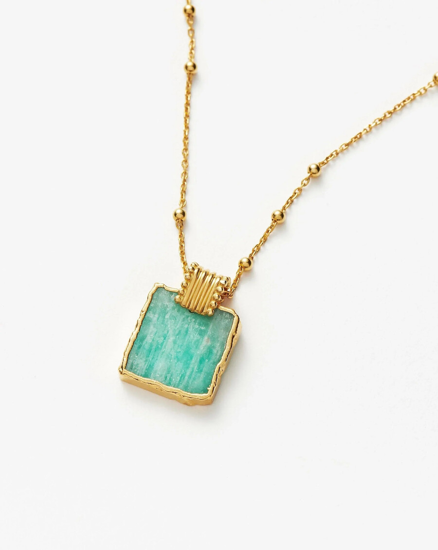 lena charm necklace - 18k gold platedamazonite