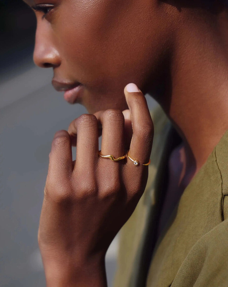interstellar ring - 18k gold vermeilcubic zirconia